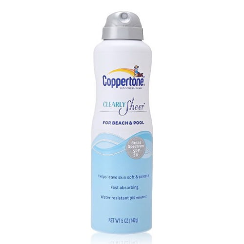 Coppertone Clearlysheer for Beach and Pool SPF 50 Face Lotion, 2 oz, 2 Pack eos Smooth Lip Balm Sphere, Pomegranate Raspberry 0.25 oz (Pack of 2)